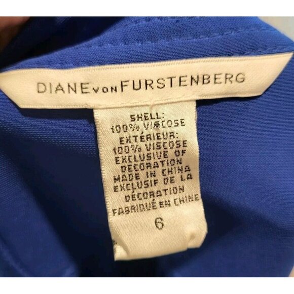 Diane Von Furstenberg Blue Long Sleeve 1/4 Button Tassel Belt Gyls Dress Sz 6 - Picture 6 of 10